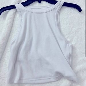 womens aerie white ribbed tank